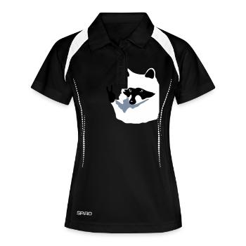 Waschbär-Peace - Frauen Polo atmungsaktiv - Schwarz/Weiß - Vorne