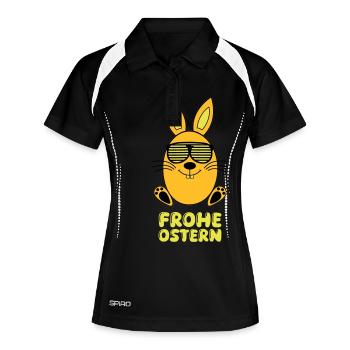 Joyeux lapin de Pâques - Polo respirant Femme - noir/blanc - Devant