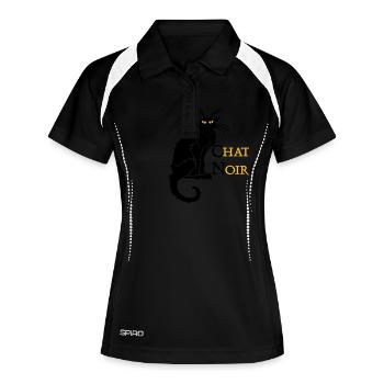 chat noir 'n (text, 2c) - Polo respirant Femme - noir/blanc - Devant