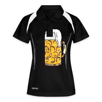 Bier - Frauen Polo atmungsaktiv - Schwarz/Weiß - Vorne