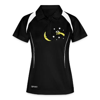Lune et étoiles - Polo respirant Femme - noir/blanc - Devant