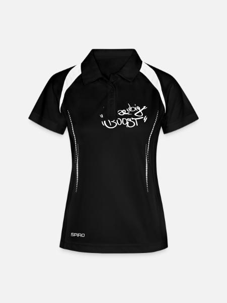 I like big boost - Frauen Polo atmungsaktiv - Schwarz/Weiß