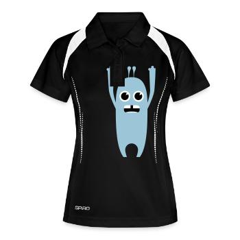 Hoch die Hände Wochenende / Funny Shirt / comic - Frauen Polo atmungsaktiv - Schwarz/Weiß - Vorne
