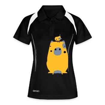 Wasserschwein Spruch - Frauen Polo atmungsaktiv - Schwarz/Weiß - Vorne