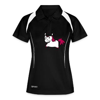Licorne rose mignon mignon sympathique cheval de dessin animé - Polo respirant Femme - noir/blanc - Devant