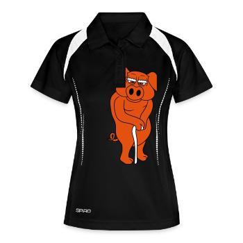 stock alt opa großvater kopf gesicht groß dick fet - Frauen Polo atmungsaktiv - Schwarz/Weiß - Vorne
