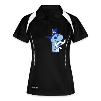 Trou de chenille Pirate Capitaine Chapeau Drôle Mignon Bande dessinée - Polo respirant Femme - noir/blanc - Devant