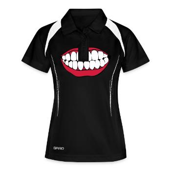 Zähne - Frauen Polo atmungsaktiv - Schwarz/Weiß - Vorne