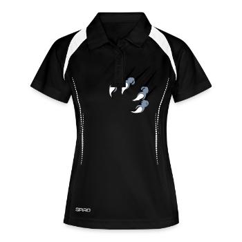 krallen_02 - Frauen Polo atmungsaktiv - Schwarz/Weiß - Vorne