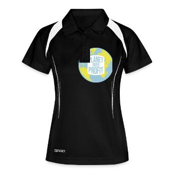 Planète sur le devis de profit - Polo respirant Femme - noir/blanc - Devant