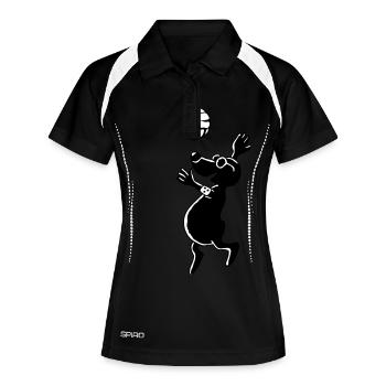 Volleyball-spielender Maulwurf - Frauen Polo atmungsaktiv - Schwarz/Weiß - Vorne