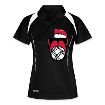 Petanque Sprache Sprache nimmt den Mund Blvd - Frauen Polo atmungsaktiv - Schwarz/Weiß - Vorne