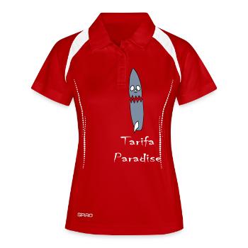 tarifa paradise surf skull - Frauen Polo atmungsaktiv - Rot/Weiß - Vorne