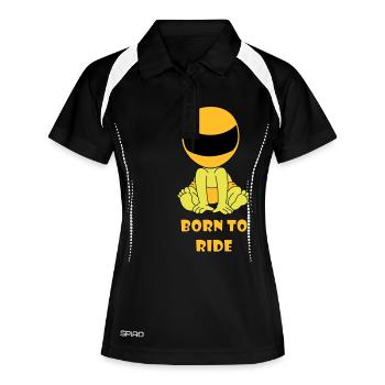 Bron to Ride Baby - Frauen Polo atmungsaktiv - Schwarz/Weiß - Vorne