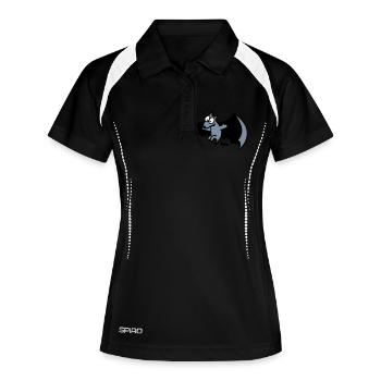 Flughund (c) - Frauen Polo atmungsaktiv - Schwarz/Weiß - Vorne