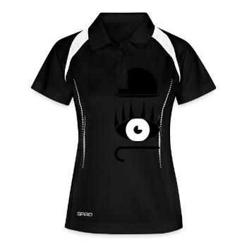 Auge Hut Stock Abstrakt Geschenkidee Grafik - Frauen Polo atmungsaktiv - Schwarz/Weiß - Vorne