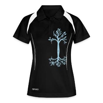 Arbre bleu forêt arbre ombre cool silhouette - Polo respirant Femme - noir/blanc - Devant