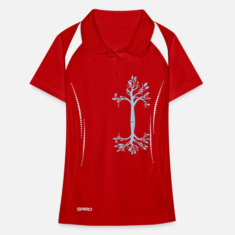 Blauer Baum Wald Bäumchen Schatten Cool Silhouette Frauen Polo atmungsaktiv