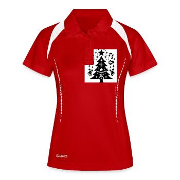 Christmas - Frauen Polo atmungsaktiv - Rot/Weiß - Vorne