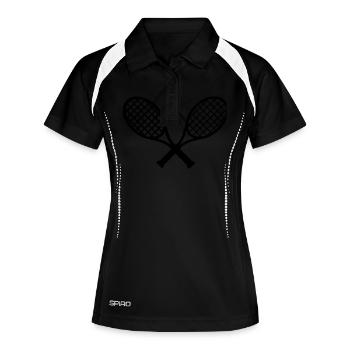 Raquette de tennis et balle de tennis - Polo respirant Femme - noir/blanc - Devant