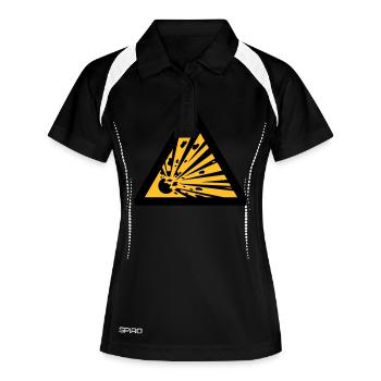 Gefahrensymbol - Sprengstoffe (2-farbig) - Frauen Polo atmungsaktiv - Schwarz/Weiß - Vorne