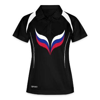 триколоре Россия - Frauen Polo atmungsaktiv - Schwarz/Weiß - Vorne