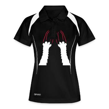 Chats, Griffes, Pattes, Pattes, Griffes, Griffures, Rayures - Polo respirant Femme - noir/blanc - Devant