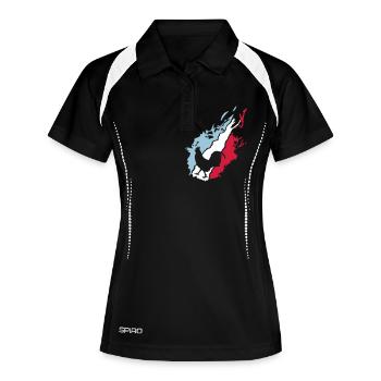 Frankreich-Fußballmannschaft Bär Schwanz flamme1 - Frauen Polo atmungsaktiv - Schwarz/Weiß - Vorne