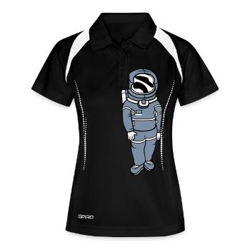 Schwereloser Astronaut Weltall - Frauen Polo atmungsaktiv - Schwarz/Weiß - Vorne