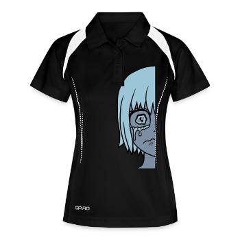 Half sad girl face - Women's Polo breathable - black/white - Front