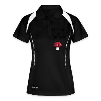 Pilz / Pilzsuche / Kommissionierung / Wald - Frauen Polo atmungsaktiv - Schwarz/Weiß - Vorne