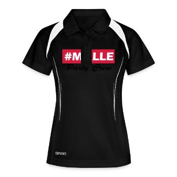 MALLE Party Crew - Frauen Polo atmungsaktiv - Schwarz/Weiß - Vorne