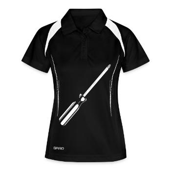 Schraubendreher Silhouette - Frauen Polo atmungsaktiv - Schwarz/Weiß - Vorne