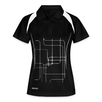 Geometrische Linienführung Netz - Frauen Polo atmungsaktiv - Schwarz/Weiß - Vorne