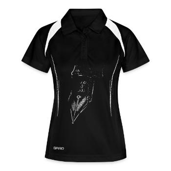 Skizzenhafte Dolchklinge - Frauen Polo atmungsaktiv - Schwarz/Weiß - Vorne