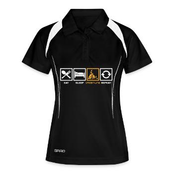 Wrestling Lebensstil: Eat Sleep Wrestling Repeat - Frauen Polo atmungsaktiv - Schwarz/Weiß - Vorne