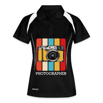 Bloc Pop Art Rétro - Polo respirant Femme - noir/blanc - Devant