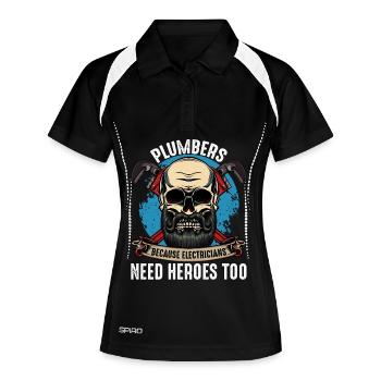 Klempnerhelden Skull Motiv - Frauen Polo atmungsaktiv - Schwarz/Weiß - Vorne