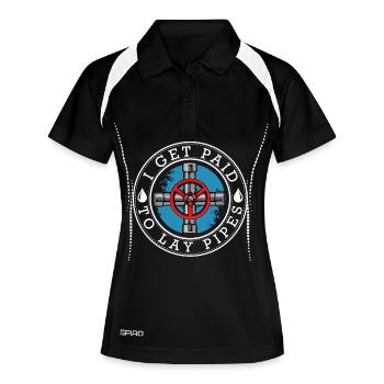 Rohrwerk-Statement mit Ventilrad - Frauen Polo atmungsaktiv - Schwarz/Weiß - Vorne