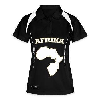 Afrika Silhouette mit Goldrand Afrika Africa  - Frauen Polo atmungsaktiv - Schwarz/Weiß - Vorne