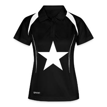 weißer Stern, white star  - Frauen Polo atmungsaktiv - Schwarz/Weiß - Vorne