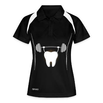 Motif de la musculation par force dentaire - Polo respirant Femme - noir/blanc - Devant