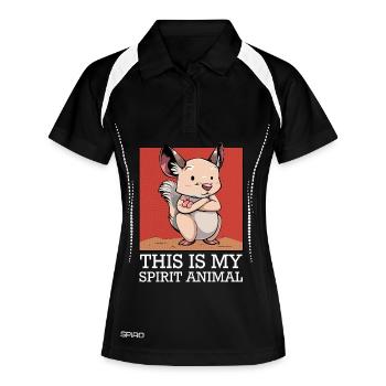 Mein Spirit-Tier: Cartoon Mäuschen - Frauen Polo atmungsaktiv - Schwarz/Weiß - Vorne