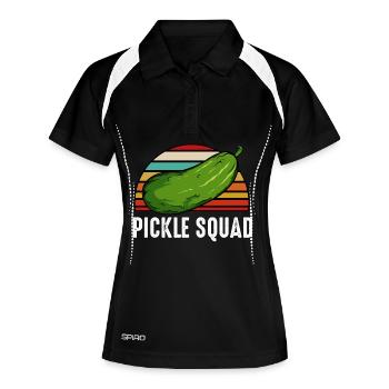 Pickle Squad Retro Sunset - Frauen Polo atmungsaktiv - Schwarz/Weiß - Vorne