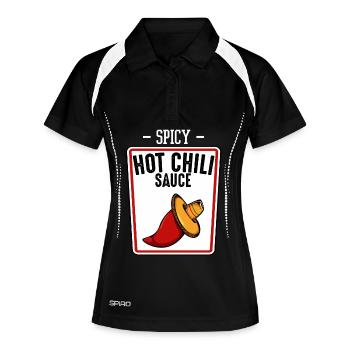 Illustration de sauce pimentée épicée - Polo respirant Femme - noir/blanc - Devant