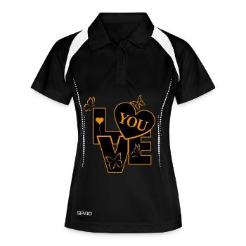 L’amour dans le design de papillons - Polo respirant Femme - noir/blanc - Devant