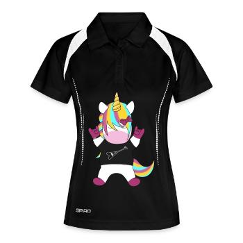 Rainbow Unicorn Rocker - Women's Polo breathable - black/white - Front