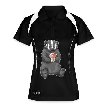 Dachs Poker Pokerkarten - Frauen Polo atmungsaktiv - Schwarz/Weiß - Vorne