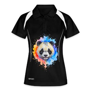 Watercolor Panda Splash - Women's Polo breathable - black/white - Front