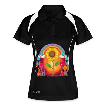Tournesol Tournesols Coucher de soleil Nature - Polo respirant Femme - noir/blanc - Devant